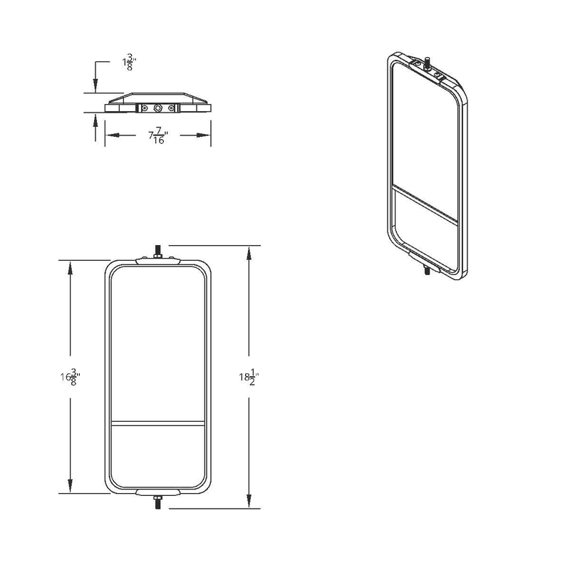 7" X 16" West Coast Mirror With Convex Lower Mirror & Stainless Housing - Non Heated