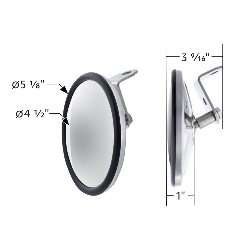 5" Stainless Steel Convex Mirror With Centered Mounting Stud