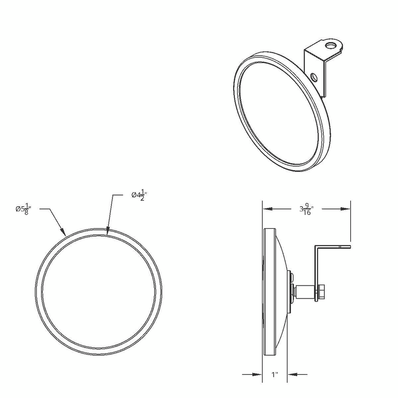 5" Stainless Steel Convex Mirror With Centered Mounting Stud
