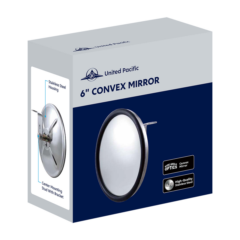 6" Stainless Steel Convex Mirror With Centered Mounting Stud
