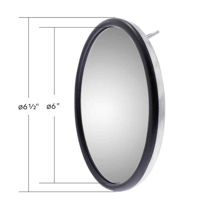 6" Stainless Steel Convex Mirror With Centered Mounting Stud