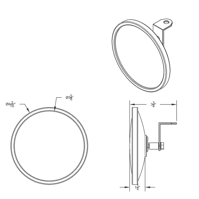 6" Stainless Steel Convex Mirror With Centered Mounting Stud