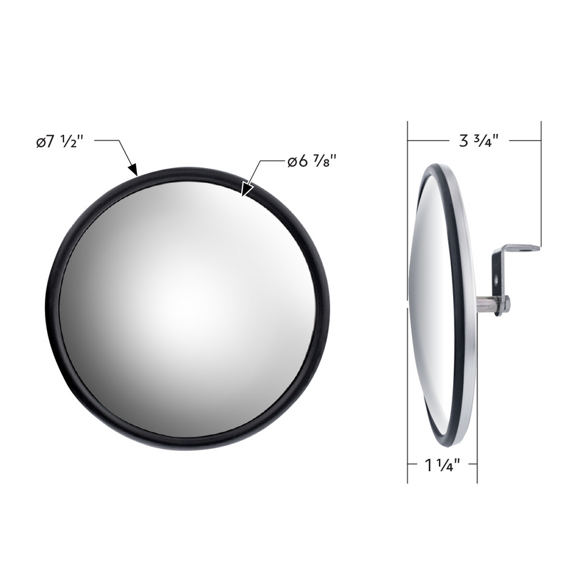 7-1/2" Stainless Steel Convex Mirror With Centered Mounting Stud