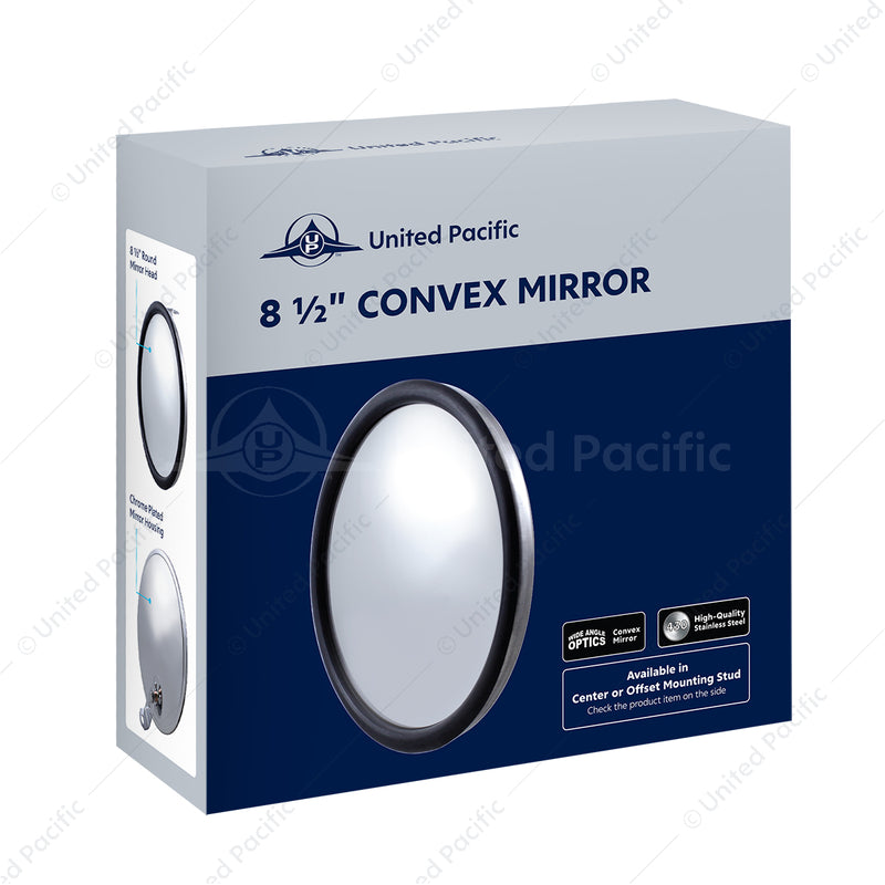 Espejo convexo de acero inoxidable de 8-1/2" con perno de montaje centrado