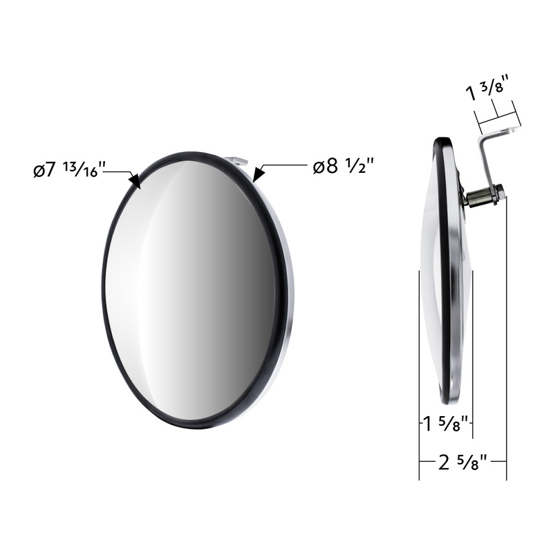 8-1/2" Stainless Steel Convex Mirror With Offset Mounting Stud #60035