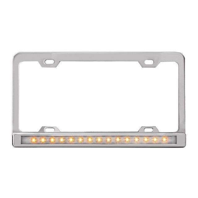 60056 License Plate Frame w/ 4 Holes, 12" A/C LED & Chrome Plastic Bezel