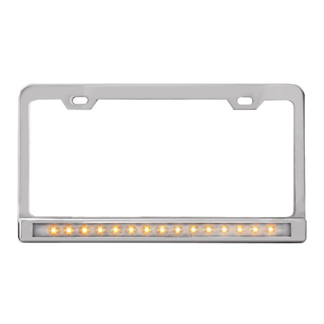 60447 License Plate Frame w/ 2 Holes, 12" A/C LED & Chrome Plastic Bezel