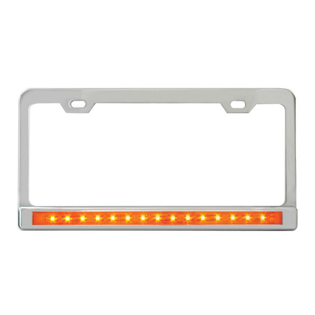 60450 License Plate Frame w/ 2 Holes, 12" A/A LED & Chrome Plastic Bezel