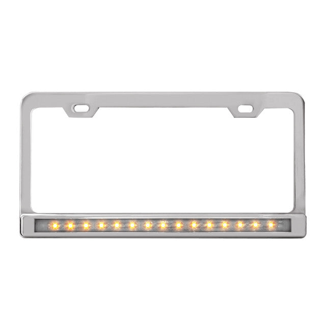 60451 License Plate Frame w/ 2 Holes, 12" A/C LED & Chrome Plastic Bezel