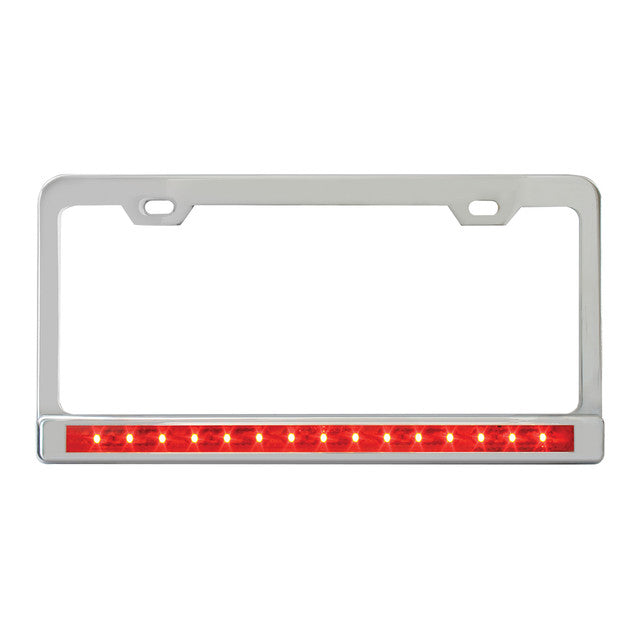 60452 License Plate Frame w/ 2 Holes, 12" R/R LED & Chrome Plastic Bezel
