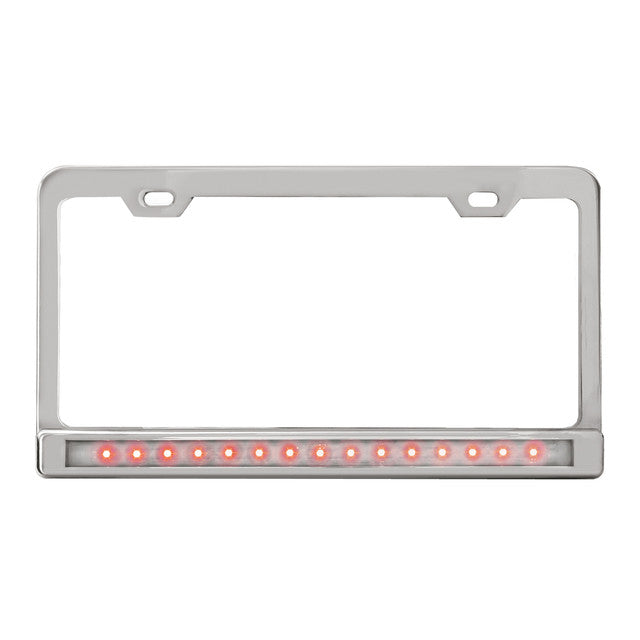 60453 License Plate Frame w/ 2 Holes, 12" R/C LED & Chrome Plastic Bezel