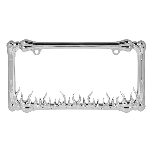 60467 Flame and Bone License Plate Frame w/ 2 Holes