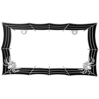 60468 Two-Tone Spider & Web License Plate Frame w/ 2 Holes