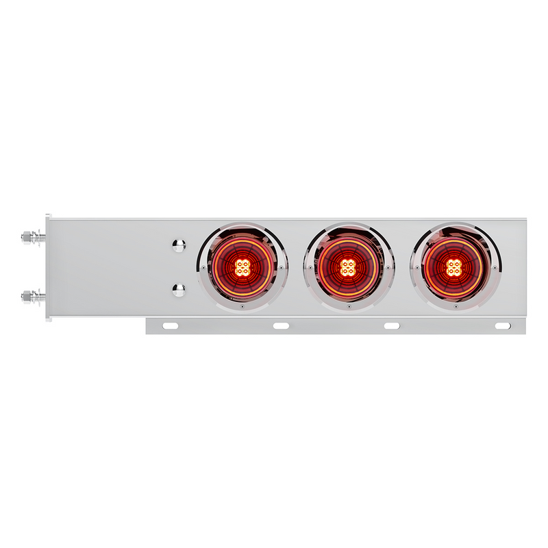 3-3/4" Bolt Pattern SS Spring Loaded Bar With 6X 4" 13 LED Abyss Lights & Visors - Red LED/Red Lens (Pair)