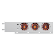 3-3/4" Bolt Pattern SS Spring Loaded Bar With 6X 4" 13 LED Abyss Lights & Visors - Red LED/Clear Lens (Pair)