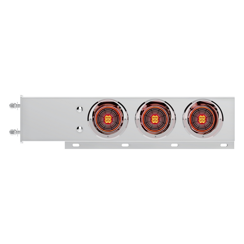3-3/4" Bolt Pattern SS Spring Loaded Bar With 6X 4" 13 LED Abyss Lights & Visors - Red LED/Clear Lens (Pair)