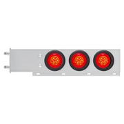 3-3/4" Bolt Pattern SS Spring Loaded Bar With 6X 4" 16 LED Turbine Lights - Red LED/Red Lens (Pair)