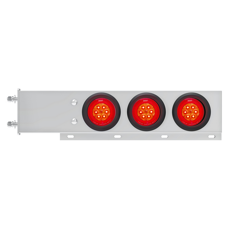 3-3/4" Bolt Pattern SS Spring Loaded Bar With 6X 4" 16 LED Turbine Lights - Red LED/Red Lens (Pair)