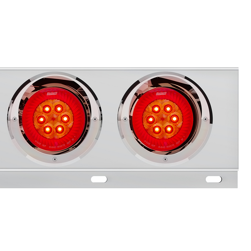 2.5" Bolt Pattern SS Spring Loaded Bar With 6X 4" 16 LED Turbine Lights & Visors - Red LED/Red Lens (Pair)