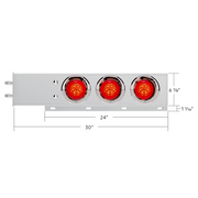 2.5" Bolt Pattern SS Spring Loaded Bar With 6X 4" 16 LED Turbine Lights & Visors - Red LED/Red Lens (Pair)