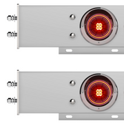 2.5" Bolt Pattern Chrome Spring Loaded Bar W/6X 4" 13 LED Abyss Lights & Visors - Red LED/Red Lens (Pair)
