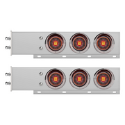 2.5" Bolt Pattern Chrome Spring Loaded Bar W/6X 4" 13 LED Abyss Lights & Visors - Red LED/Clear Lens (Pair)
