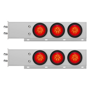 2.5" Bolt Pattern Chrome Spring Loaded Bar W/6X 4" 16 LED Turbine Lights - Red LED/Red Lens (Pair)