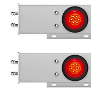 2.5" Bolt Pattern Chrome Spring Loaded Bar W/6X 4" 16 LED Turbine Lights - Red LED/Red Lens (Pair)