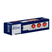 3-3/4" Bolt Pattern Chrome Spring Loaded Bar With 6X 4" 13 Red LED Abyss Lights & Visors - Red Lens (Pair)