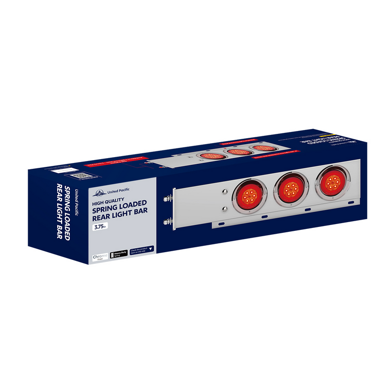 3-3/4" Bolt Pattern Chrome Spring Loaded Bar With 6X 4" 13 Red LED Abyss Lights & Visors - Red Lens (Pair)