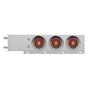 3-3/4" Bolt Pattern Chrome Spring Loaded Bar With 6X 4" 13 Red LED Abyss Lights & Visors - Clear Lens (Pair)