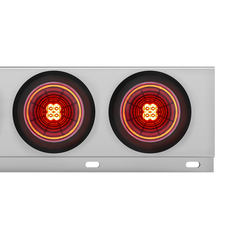 3-3/4" Bolt Pattern Chrome Spring Loaded Bar With 6X 4" 13 Red LED Abyss Lights - Red Lens (Pair)