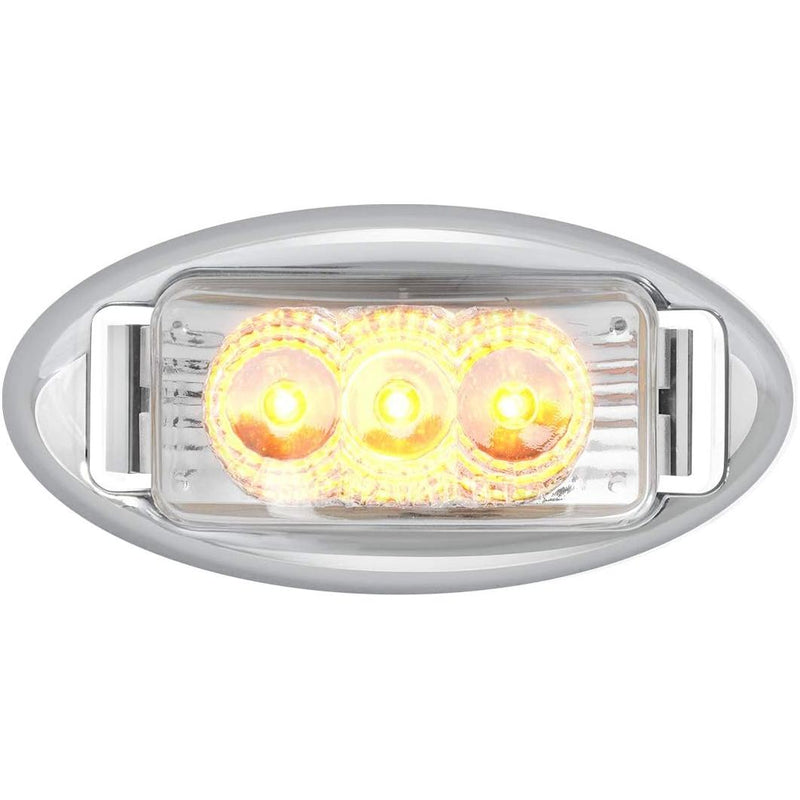 77880 SMALL RECT. SPYDER AMBER/AMBER LED LIGHT W/ CR. RIM (choose color & style) amber/clear (oval rim) Light Gray