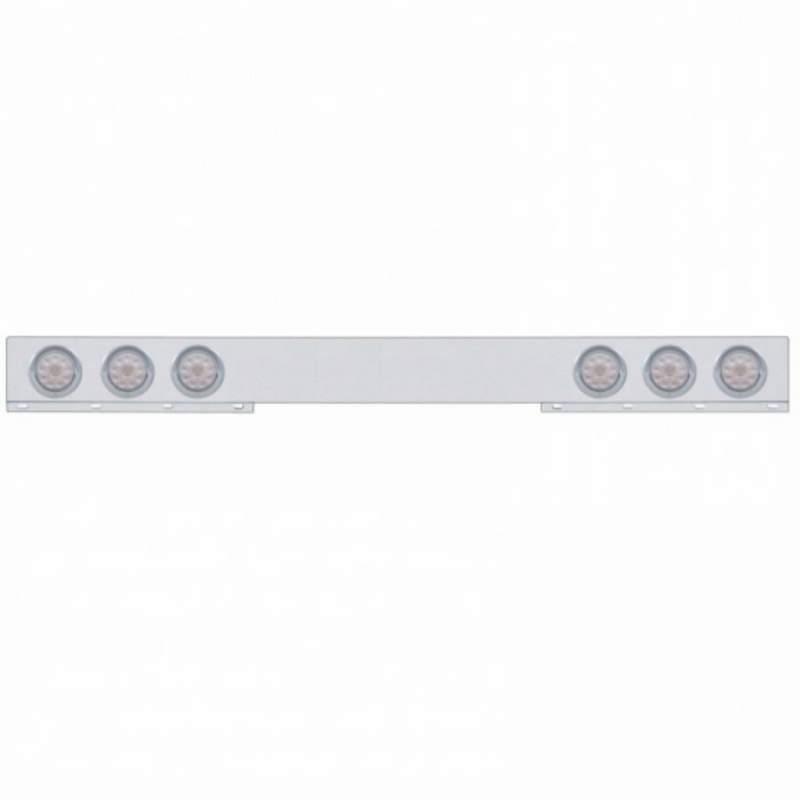 Stainless 1 Piece Rear Light Bar With 6X 10 LED 4" Lights & Visors - Red LED/Clear Lens