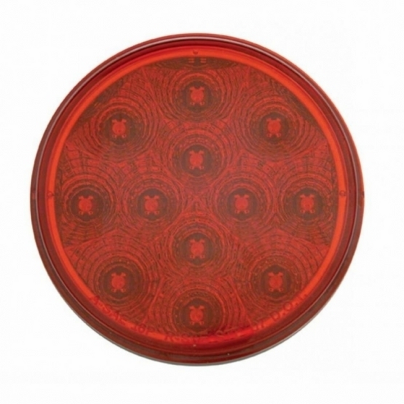 UP-61643 2-1/2" Bolt Pattern Chrome Spring Loaded Bar W/6X 12 LED 4" Refl. Lights & Visors-Red LED & Lens (2-Pack)