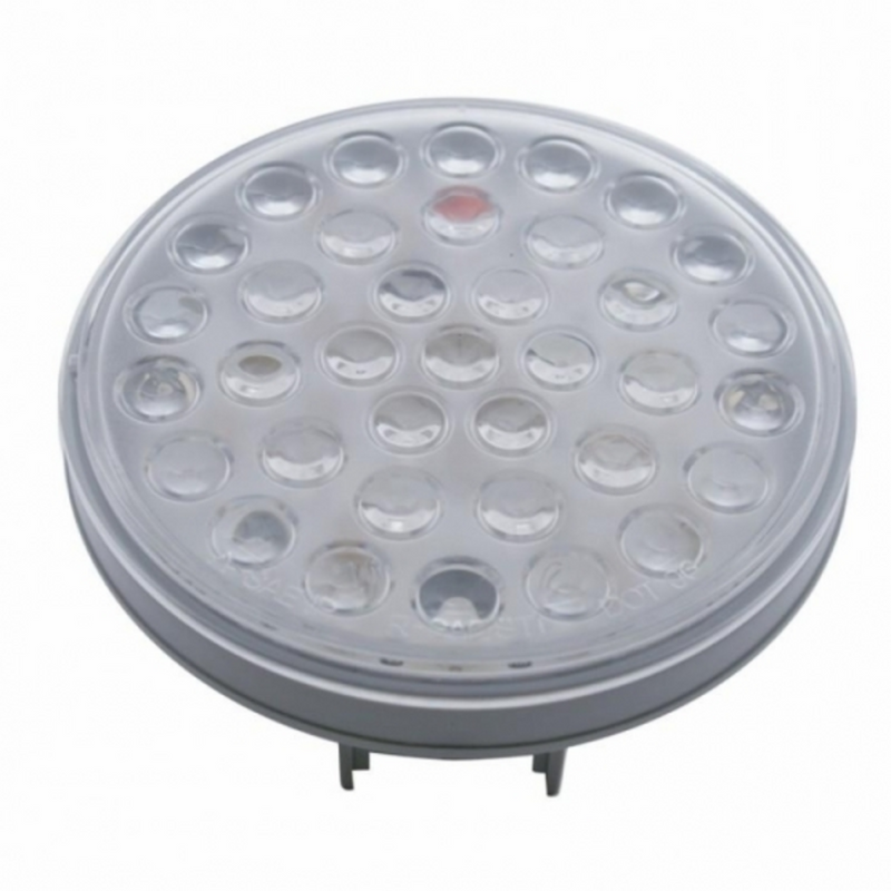 Stainless Top Mud Flap Plate With 3X 36 LED 4" Lights & Visors - Red LED/Clear Lens