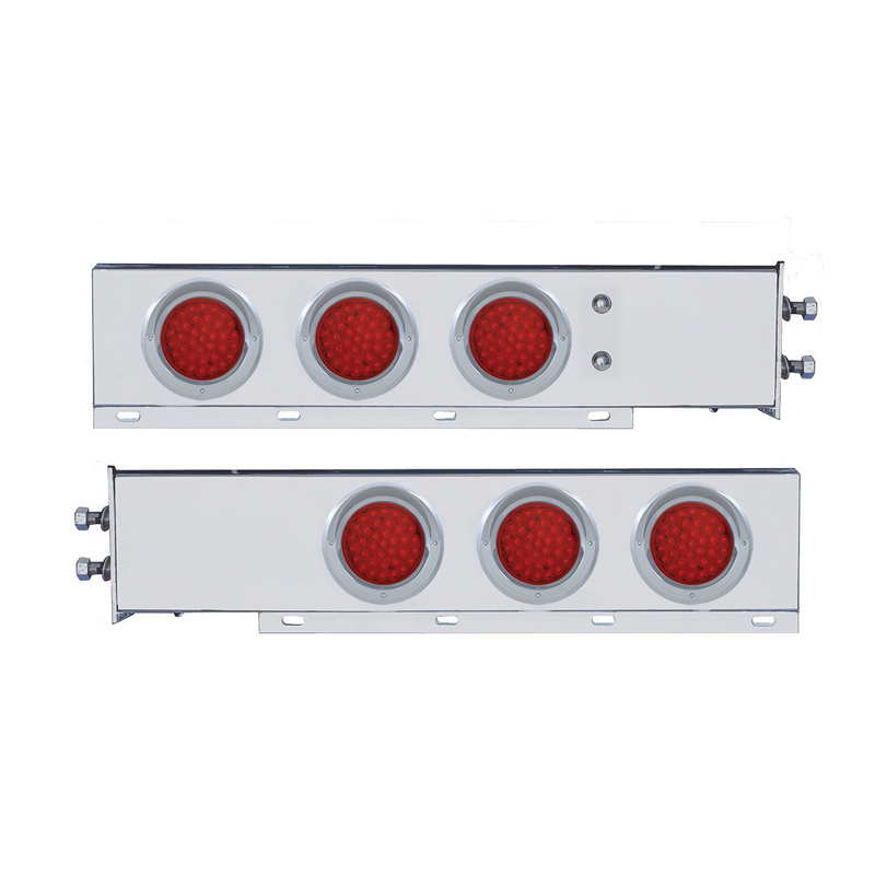 UP-61804 2" Bolt Pattern SS Spring Loaded Bar With 6X 36 LED 4" Lights & Visors -Red LED & Lens