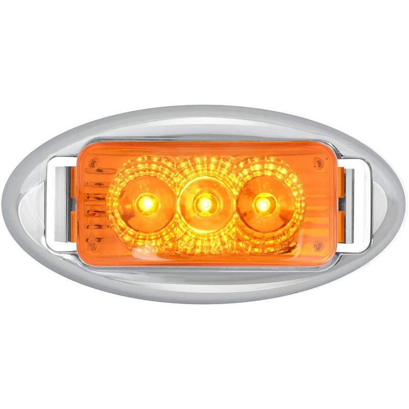 77880 SMALL RECT. SPYDER AMBER/AMBER LED LIGHT W/ CR. RIM (choose color & style) amber (oval rim) Light Gray