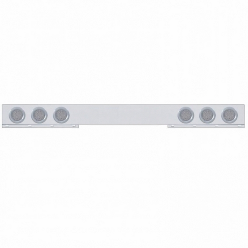 Chrome 1 Piece Rear Light Bar With Six 36 LED 4" Lights & Bezels - Red LED/Clear Lens