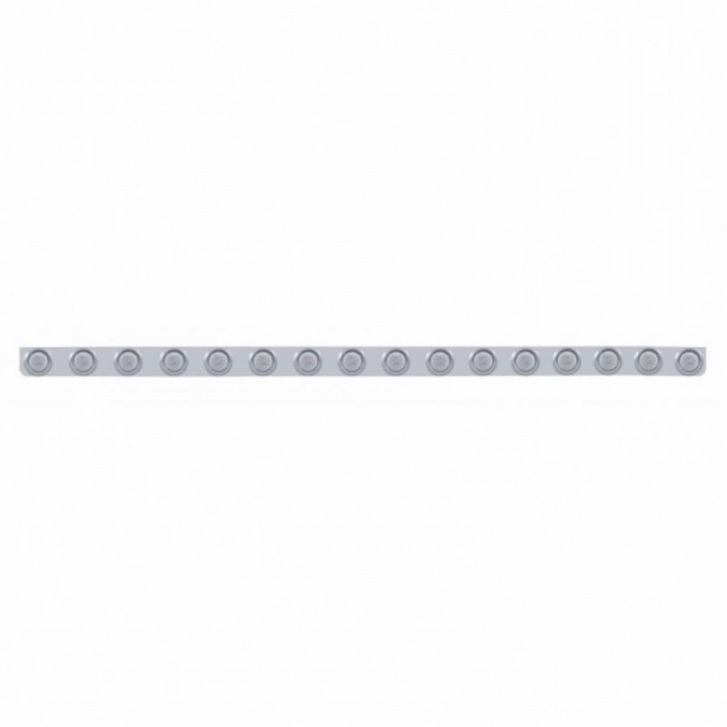 79-1/2" Stainless Bumper Light Bracket With 16X 9 LED 2" Lights & Visors - Red LED/Clear Lens