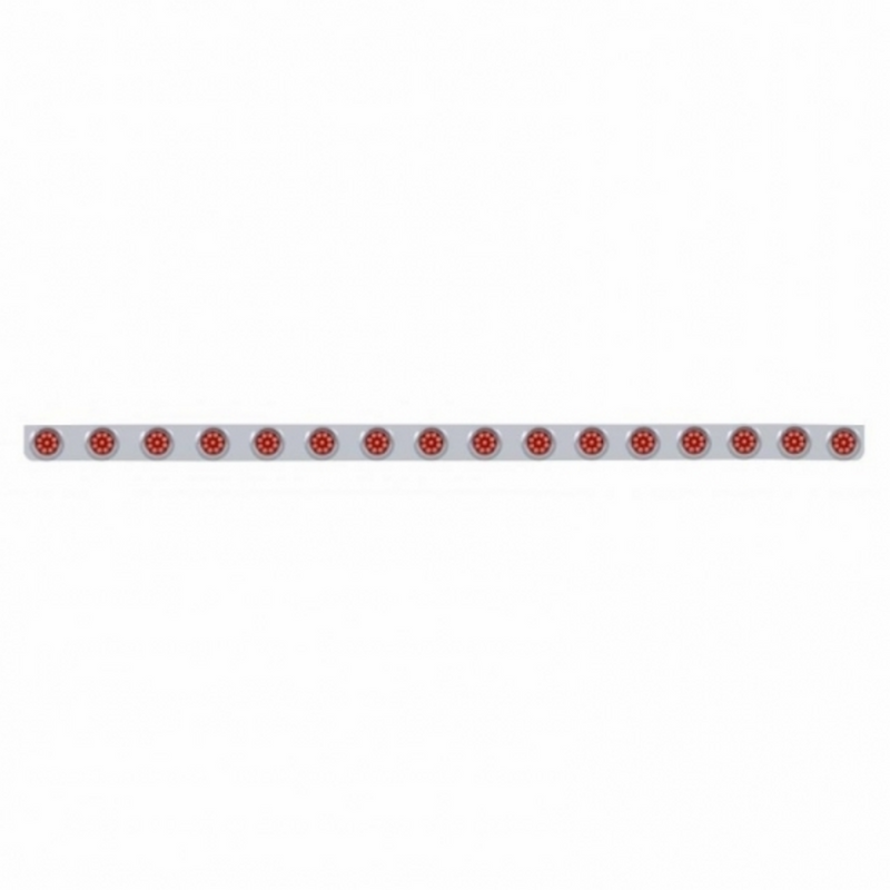 79-1/2" SS Bumper Light Bracket With 16X 9 LED 2" Reflector Lights & Visors -Red LED & Lens