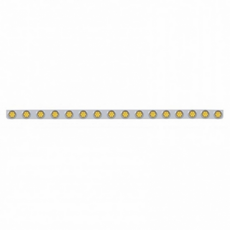 79-1/2" SS Bumper Light Bracket With 16X 7 LED 2" Reflector Lights & Visors -Amber LED & Lens