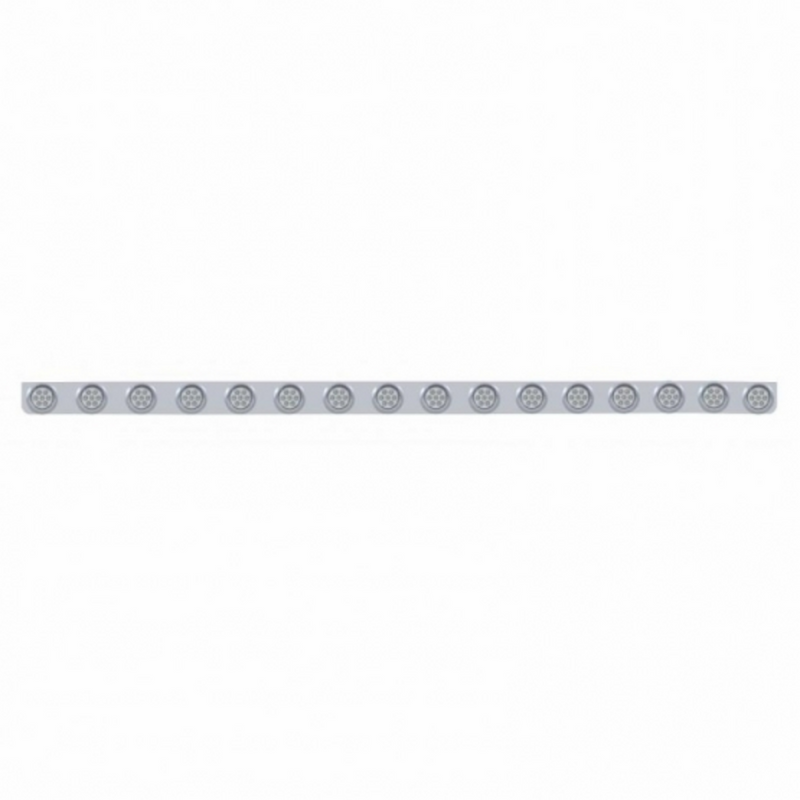 79-1/2" SS Bumper Light Bracket With 16X 7 LED 2" Reflector Lights & Visors -Amber LED/Clear Lens