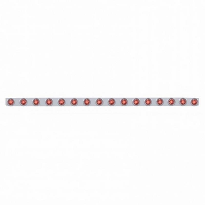 79-1/2" SS Bumper Light Bracket With 16X 9 LED 2" Beehive Lights & Visors -Red LED & Lens