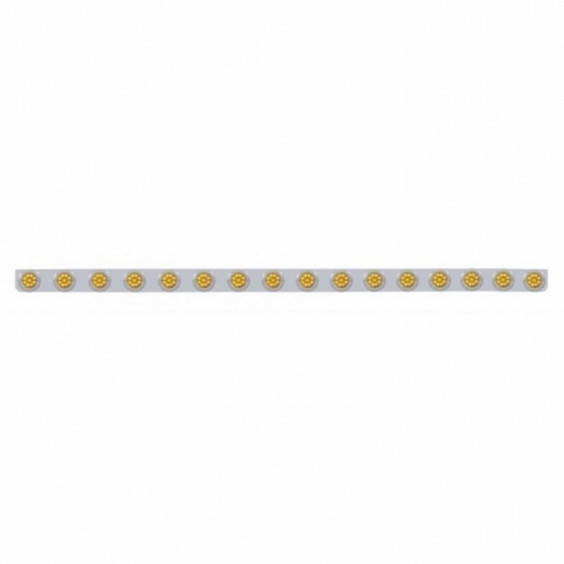 79-1/2" Stainless Bumper Light Bracket With 16X 9 LED 2" Lights & Bezels - Amber LED/Amber Lens