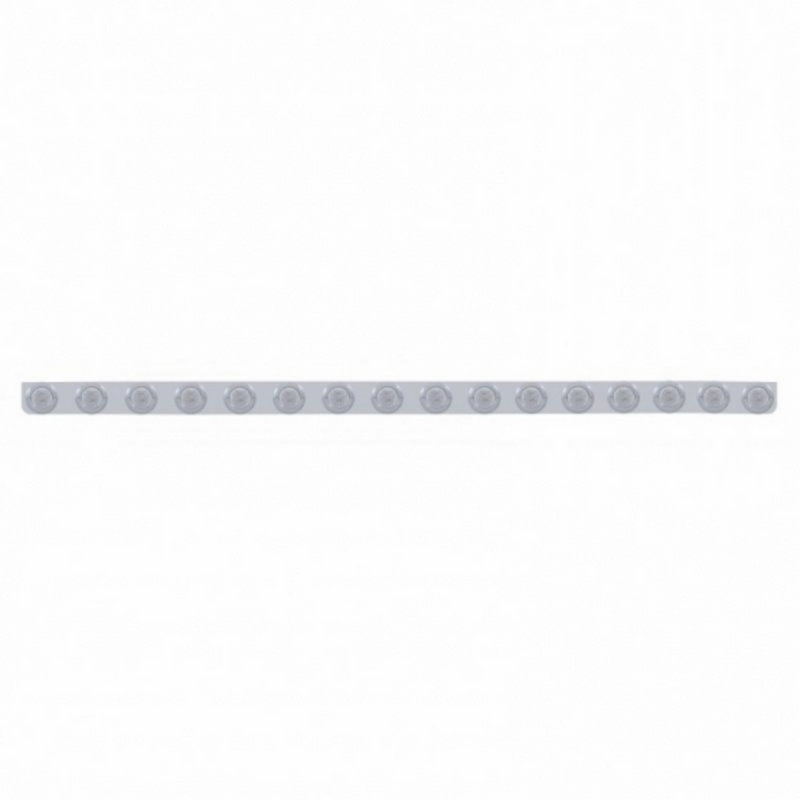 79-1/2" Stainless Bumper Light Bracket With 16X 9 LED 2" Lights & Bezels - Amber LED/Clear Lens