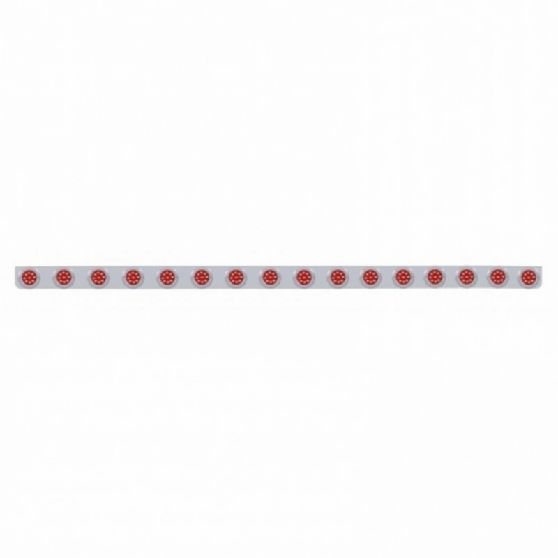 79-1/2" Stainless Bumper Light Bracket With 16X 9 LED 2" Lights & Bezels - Red LED/Red Lens