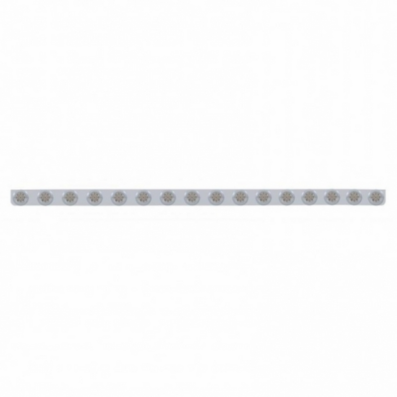 79-1/2" SS Bumper Light Bracket With 16X 9 LED 2" Reflector Lights & Bezels -Amber LED/Clear Lens