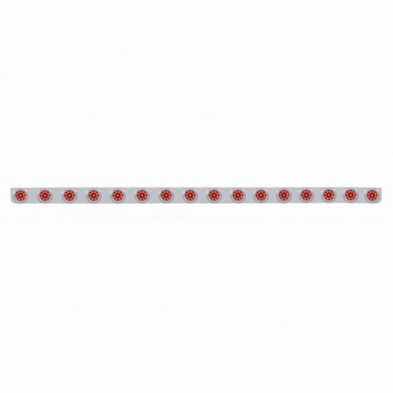 79-1/2" SS Bumper Light Bracket With 16X 9 LED 2" Reflector Lights & Bezels -Red LED & Lens
