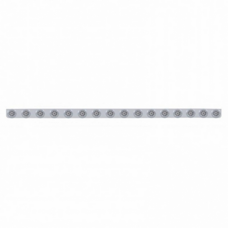 79-1/2" SS Bumper Light Bracket With 16X 9 LED 2" Reflector Lights & Bezels -Red LED/Clear Lens
